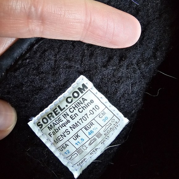 Sorel Winter Boots Mens Mad Slip sz 12 waterproof leather & felt wool Black - Picture 2 of 9